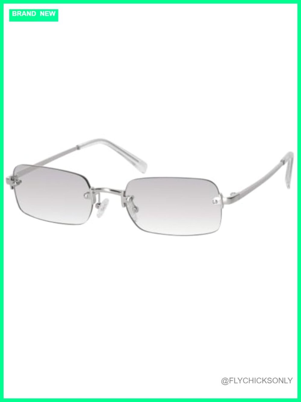 Rimless Rectangle Sunglasses for Women Small Trendy